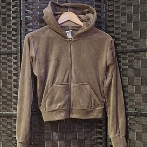 🐞3/33🐞 H&M brown velour cropped hoodie